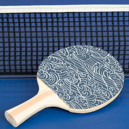 Japanese Wave Style Pattern Ping Pong Paddle