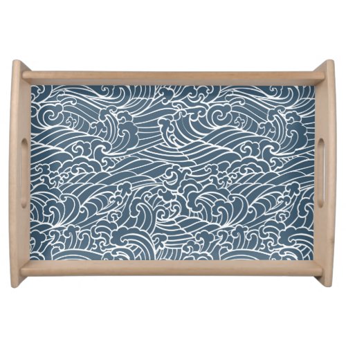 Japanese Wave Style Pattern Serving Tray