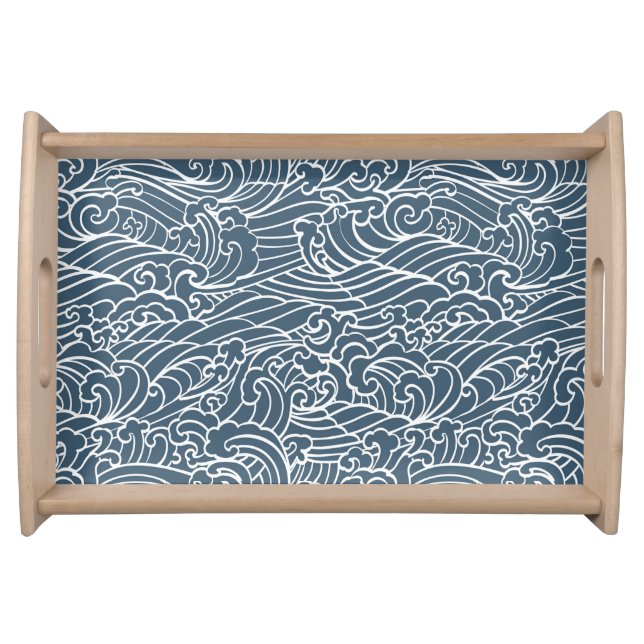 Japanese Wave Style Pattern Serving Tray (Front)