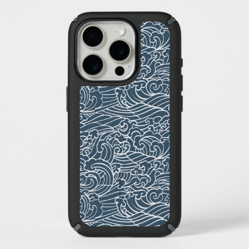 Japanese Wave Style Pattern iPhone 15 Pro Case