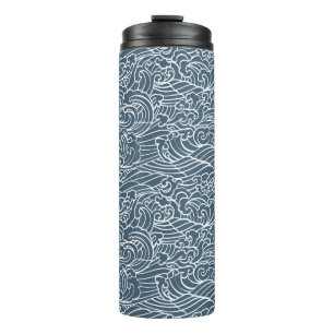 Japanese Wave Style Pattern Thermal Tumbler