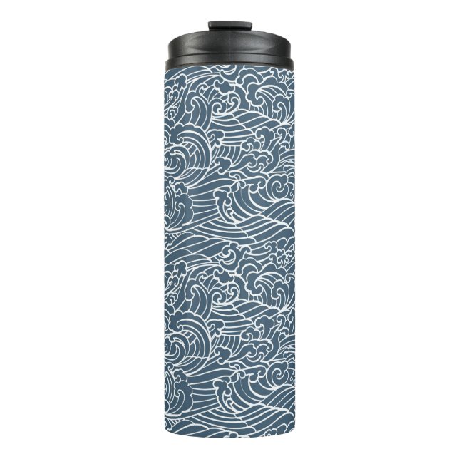 Japanese Wave Style Pattern Thermal Tumbler (Front)