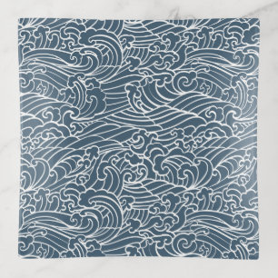 Japanese Wave Style Pattern Trinket Tray