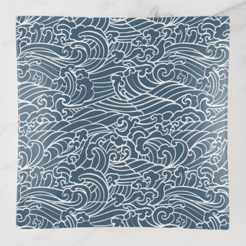 Japanese Wave Style Pattern Trinket Tray