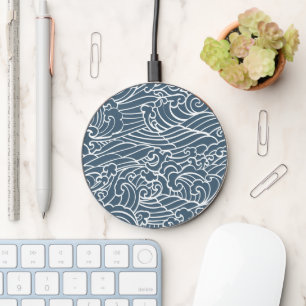 Japanese Wave Style Pattern Wireless Charger