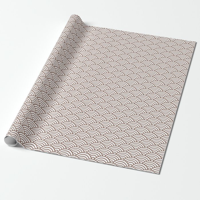 Japanese Waves, Brown on White Wrapping Paper