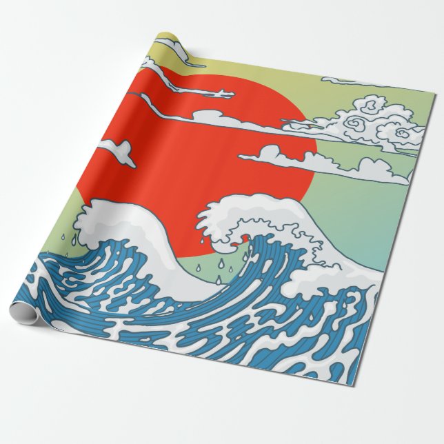 Japanese Waves Canvas Print Wrapping Paper (Unrolled)