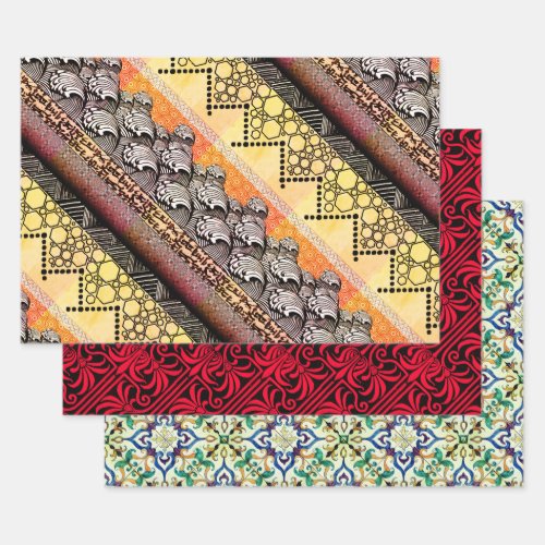 Japanese waves English wallpaper  Spanish tile Wrapping Paper Sheets