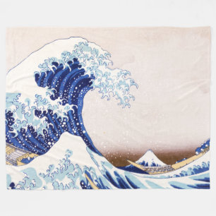 Japanese Waves Fleece Blanket