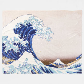 Japanese Waves Fleece Blanket