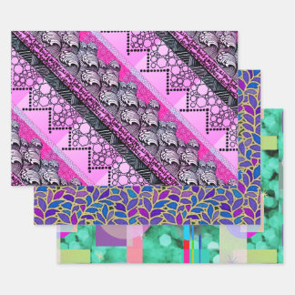 Japanese waves, Lapis & Gold Leave, & Spotlights Wrapping Paper Sheets