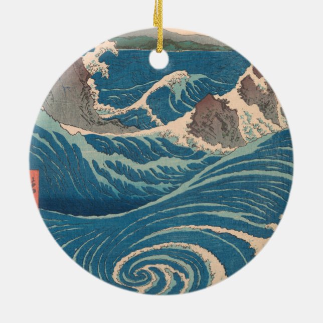 Japanese Waves Naruto Whirlpool Artwork Ceramic Ornament (Back)