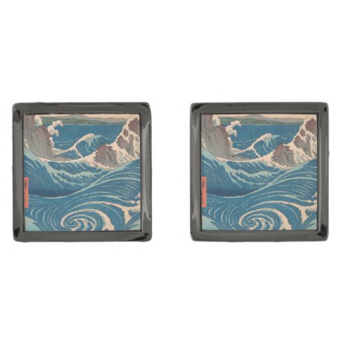 Japanese Waves Naruto Whirlpool Artwork Cufflinks