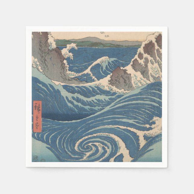 Japanese Waves Naruto Whirlpool Artwork Paper Napkins (Front)