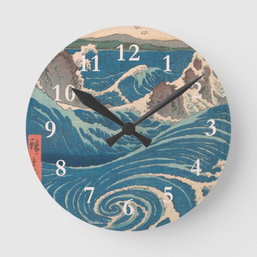 Japanese Waves Naruto Whirlpool Artwork Round Clock