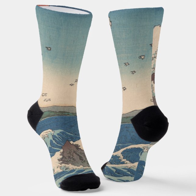 Japanese Waves Naruto Whirlpool Artwork Socks (Angled)