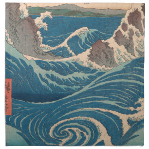 Japanese Waves Naruto Whirlpool Ocean Artwork Cloth Napkin