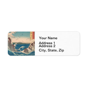 Japanese Waves Naruto Whirlpool Ocean Artwork Label