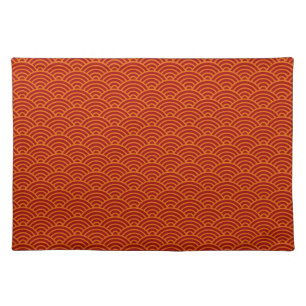 Japanese waves red,orange,yellow cloth placemat
