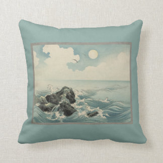 Japanese Waves Throw Pillow