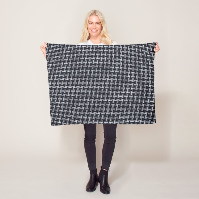 Japanese Weaving pattern in dark blue Fleece Blanket (In Situ)