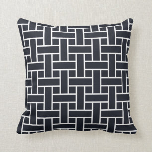 Japanese Weaving pattern in dark blue Throw Pillow