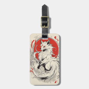 Japanese White Kitsune fox Luggage Tag