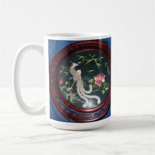 JAPANESE WHITE PEACOCK FLORAL COFFEE MUG