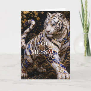 Japanese White Tiger Byakko Kintsugi Gold Art Card