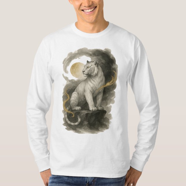 【Japanese White Tiger Long Sleeve T-Shirt】 T-Shirt (Front)