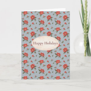Japanese Winter Camellia Happy Holidays Holiday Card