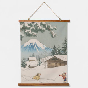Japanese winter landscape -ukoy-e style hanging tapestry