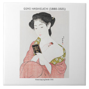 Japanese woman applying powder - Goyō Hashiguchi Ceramic Tile