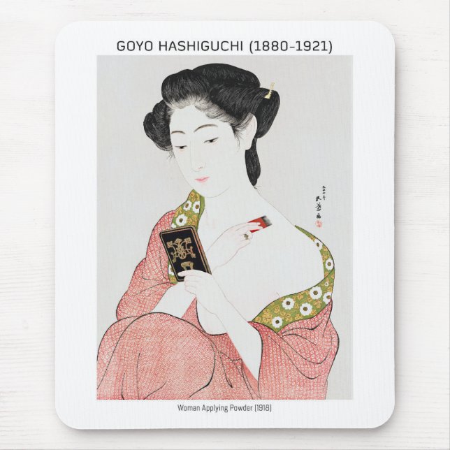 Japanese woman applying powder - Goyō Hashiguchi  Mouse Pad (Front)