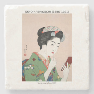 Japanese woman applying rouge - Goyō Hashiguchi Stone Coaster