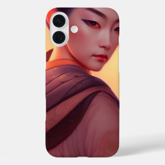 Japanese Woman at Sunset Fantasy AI Art iPhone 16 Plus Case