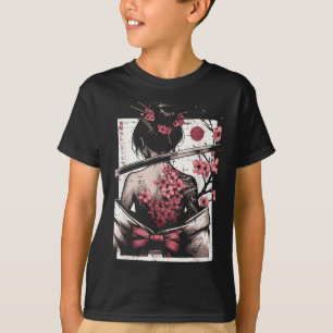 Japanese Woman Cherry Blossom Tattoo Art Geisha Wo T-Shirt