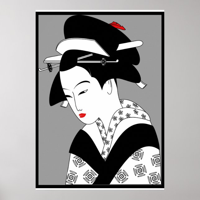 Japanese Woman Geisha Vintage Poster (Front)