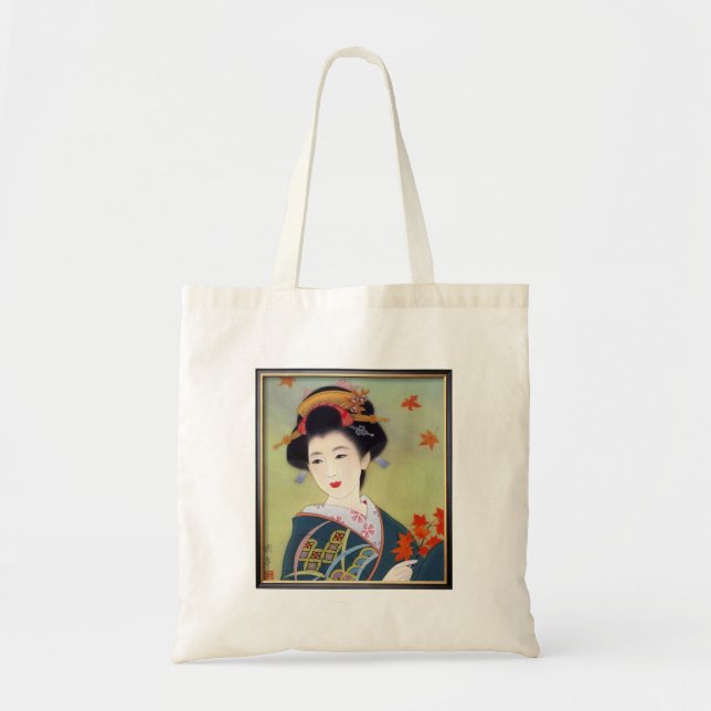 Japanese woman in blue kimono tote bag (Front)