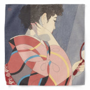 Japanese Woman In Kimono Holding A Hand Mirror Bandana at Zazzle