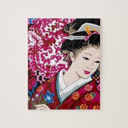 Japanese Woman in Kimono Jigsaw Puzzle