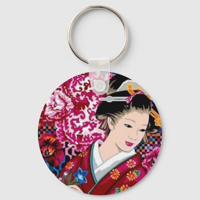 Japanese Woman in Kimono Keychain (Front)