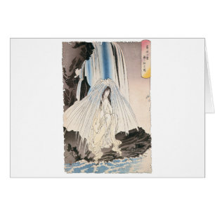 Japanese Woman in Waterfall, Ancient Japanese Art Cards