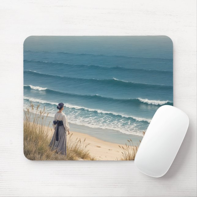 Japanese Woman On a Beach Mouse Pad (With Mouse)