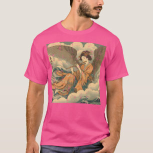 Japanese Woman Playing Flute Vintage Woodblock Wom T-Shirt