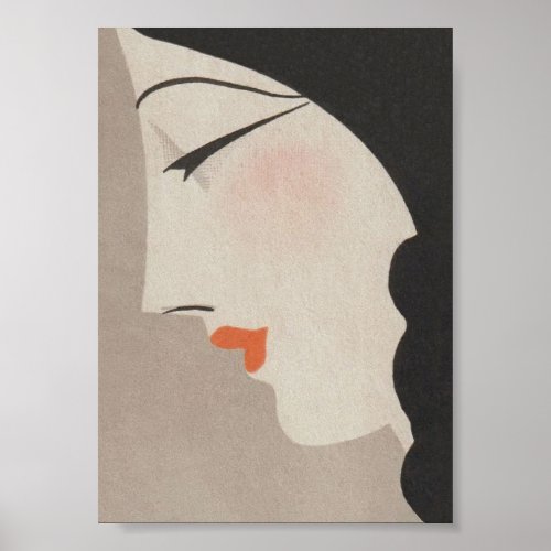 Japanese Woman Portrait Vintage Art Poster