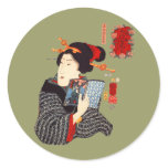 Japanese Woman Reading 2 Classic Round Sticker