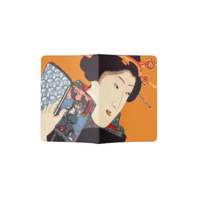 Japanese Woman Reading 2 Passport Holder (Opened)