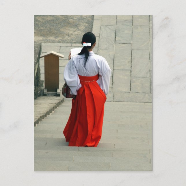 japanese woman red postcard (Front)