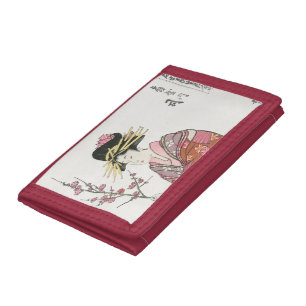 Japanese woman vintage Painting art woodblock prin Trifold Wallet